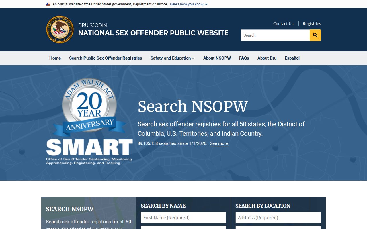 National registry search used with a Columbia County sex offender lookup